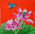 Chinese contemporary art lotus bird